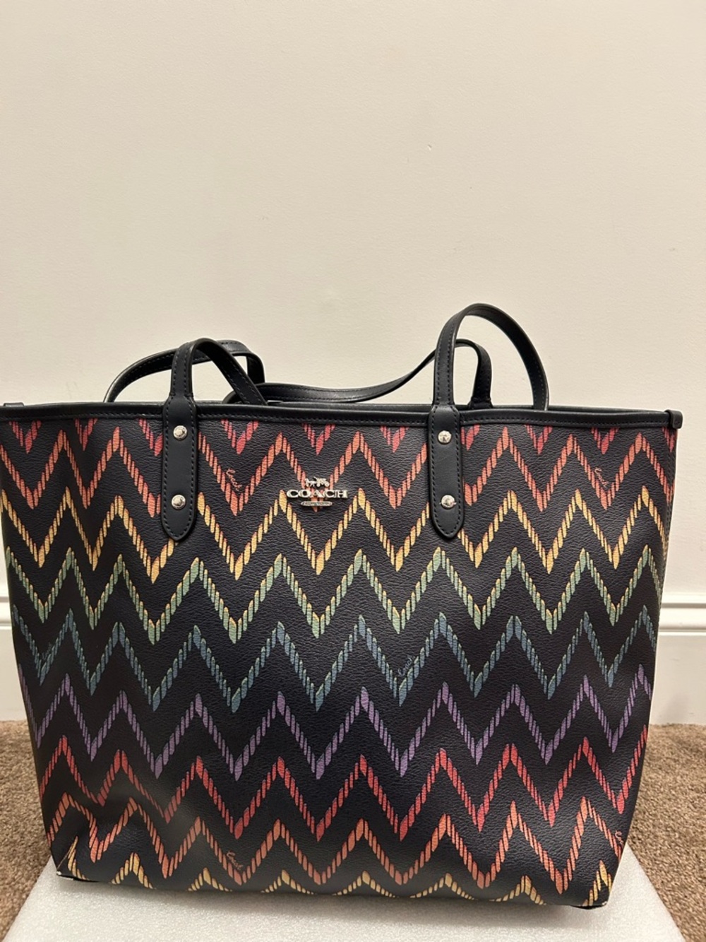 Coach geo chevron reversible city tote bag storypatch wristlet - Picture 5 of 14
